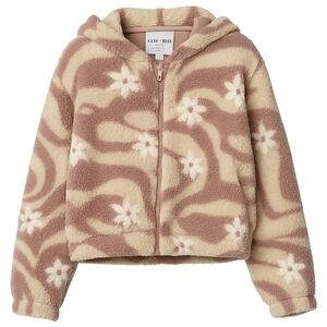 Wild Rose LA Floral Sherpa Hoodie Jacket Small – Cozy Soft‎ Zip Up Retro Cream